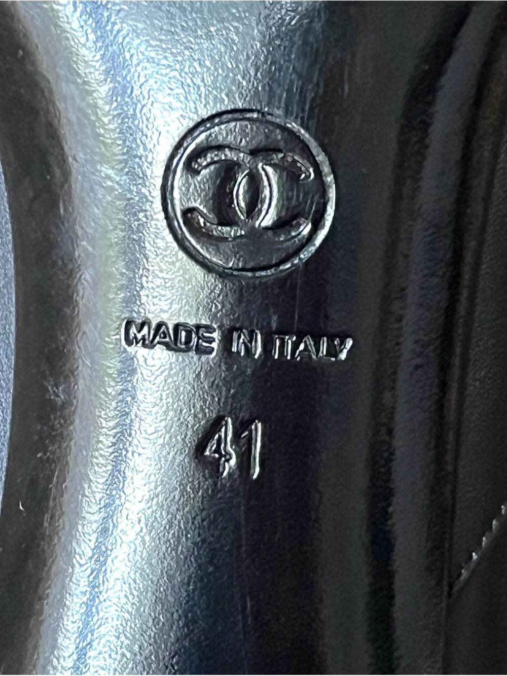Chanel Black Leather Chain CC Charm Cap Toe Knee High Heeled Boots Size 41